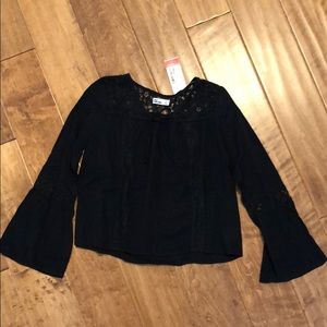 Girls long sleeve lace trim top